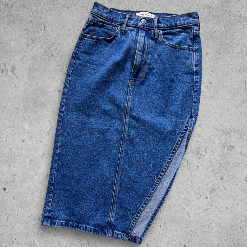 Abercrombie and Fitch denim midi skirt with side slit